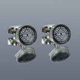 Fashion Pattern Round Silver Cufflinks For Men